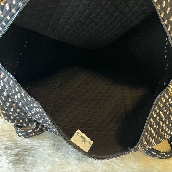 Vintage VERA BRADLEY Zebras 2001 XL Duffle Bag Black Brown Cream Travel Quilted - Picture 11 of 14